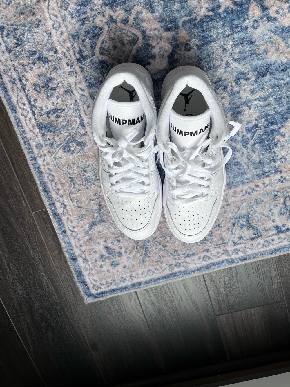 Jordan White High-Top Sneakers with Black Jumpman - Picture 2 of 6